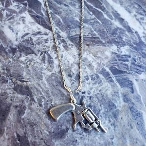 Pistol revolver gun necklace
